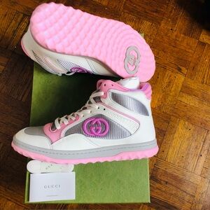 Gucci Pink and White High-Top Sneakers